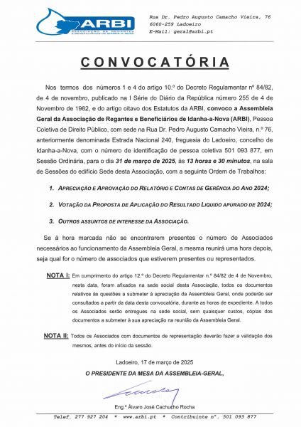Assembleia Geral Ordinária . Convocatória