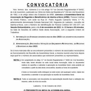 Assembleia Geral Extraordinária . Convocatória