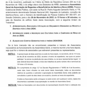 Assembleia Geral Ordinária . Convocatória